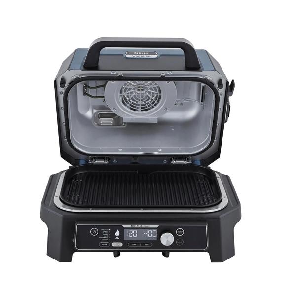 Gratar electric de exterior NINJA Woodfire Pro Connect XL OG901EU, 1700 W, 7 programe, Cronometru (Albastru/Negru)