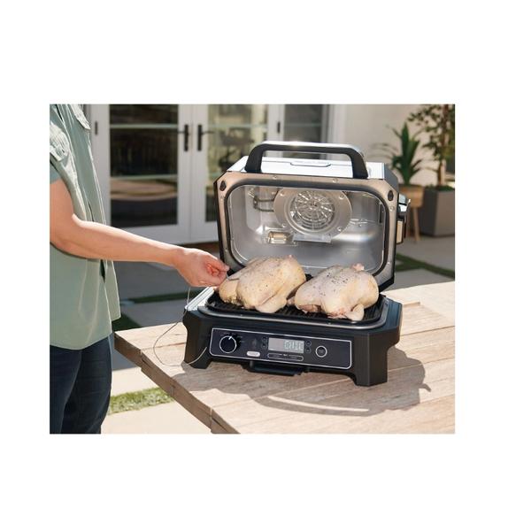 Gratar electric de exterior NINJA Woodfire Pro Connect XL OG901EU, 1700 W, 7 programe, Cronometru (Albastru/Negru)