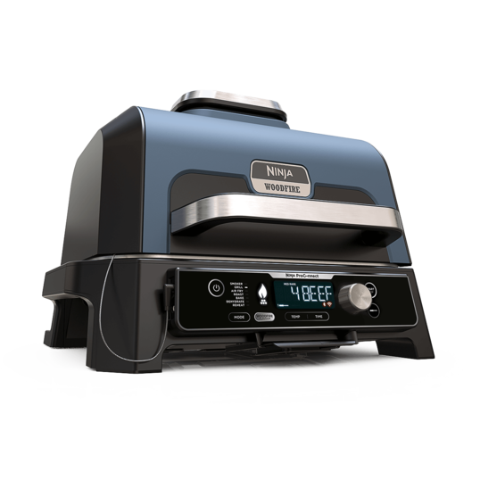 Gratar electric de exterior NINJA Woodfire Pro Connect XL OG901EU, 1700 W, 7 programe, Cronometru (Albastru/Negru)