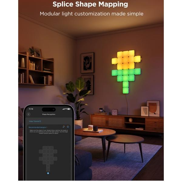 Kit 10 panouri luminoase LED RGBIC inteligente Govee H8069, Matter, Wi-Fi + Bluetooth, Alexa , Google Asistant