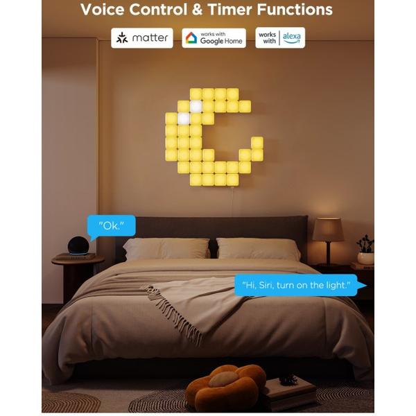Kit 10 panouri luminoase LED RGBIC inteligente Govee H8069, Matter, Wi-Fi + Bluetooth, Alexa , Google Asistant