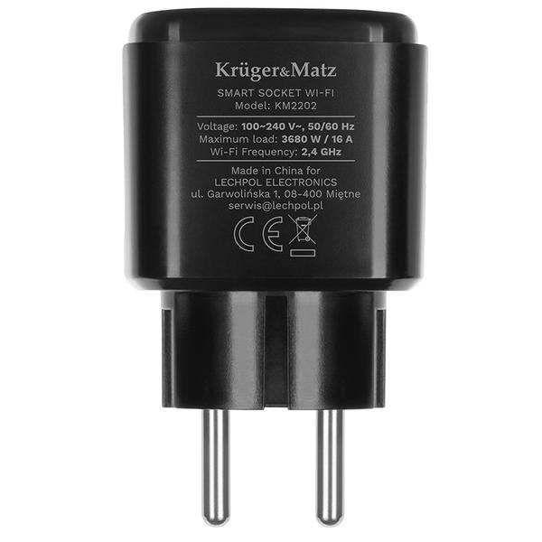 Priza inteligenta WiFi Kruger&Matz KM2202-B Connect P4 Tuya (Negru)