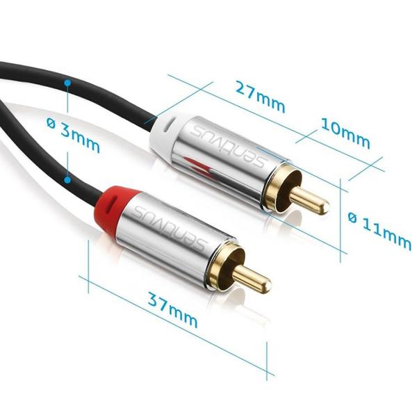 Cablu Audio Sentivus S-AU080-300, 2XRCA TATA - 2XRCA TATA, 3 m (Negru)