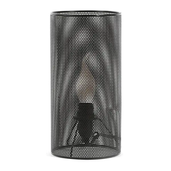 Veioza Platinet 44876, E14, 25W, cu abajur rotund φ120mm x 240mm din plasa metalica neagra