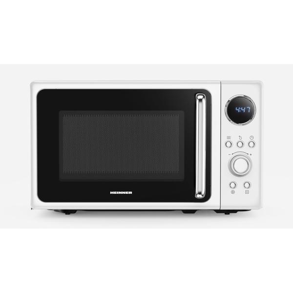 Cuptor cu microunde HEINNER HMW-MD20DRWH, 800 W, 20 l, 5 trepte putere, Platou rotativ 25.5 cm (Alb)