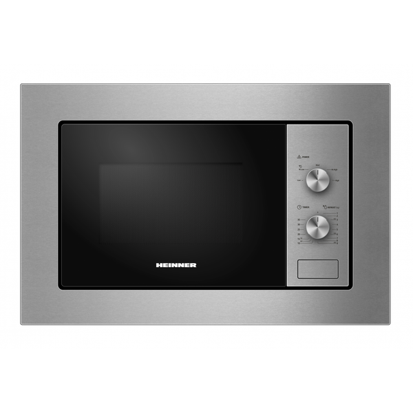 Cuptor cu microunde incorporabil HEINNER HMW-MDBI20MIX, 800 W, 20 l, 5 trepte putere, Timer, Platou rotativ 24.5 cm (Inox/Negru)