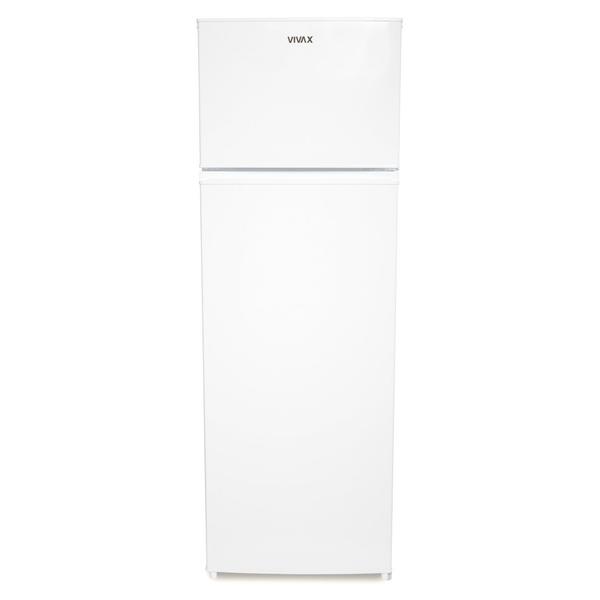 Frigider cu doua usi VIVAX DD-235E W, 235L, Clasa E, Termostat reglabil, Iluminare LED, Usi reversibile, Suprafata painted metal, 4 Rafturi de Sticla securizata, H 159 cm (Alb)