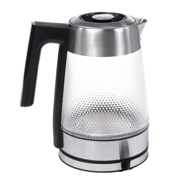 Fierbator de apa Vivax WH-181CX, 2200 W, 1.8 litri, Sticla, Filtru calcar, Oprire automata (Argintiu/Negru)