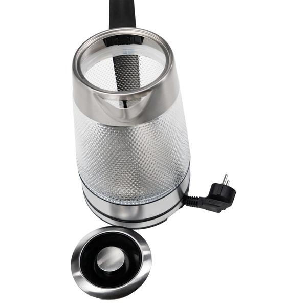 Fierbator de apa Vivax WH-181CX, 2200 W, 1.8 litri, Sticla, Filtru calcar, Oprire automata (Argintiu/Negru)