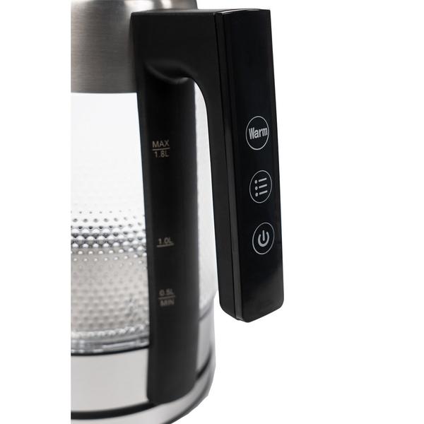 Fierbator de apa Vivax WH-181CX, 2200 W, 1.8 litri, Sticla, Filtru calcar, Oprire automata (Argintiu/Negru)