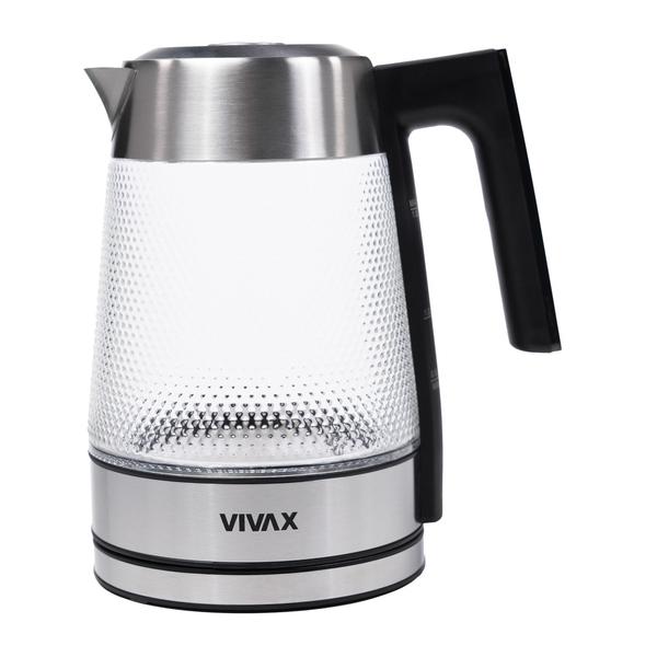 Fierbator de apa Vivax WH-181CX, 2200 W, 1.8 litri, Sticla, Filtru calcar, Oprire automata (Argintiu/Negru)