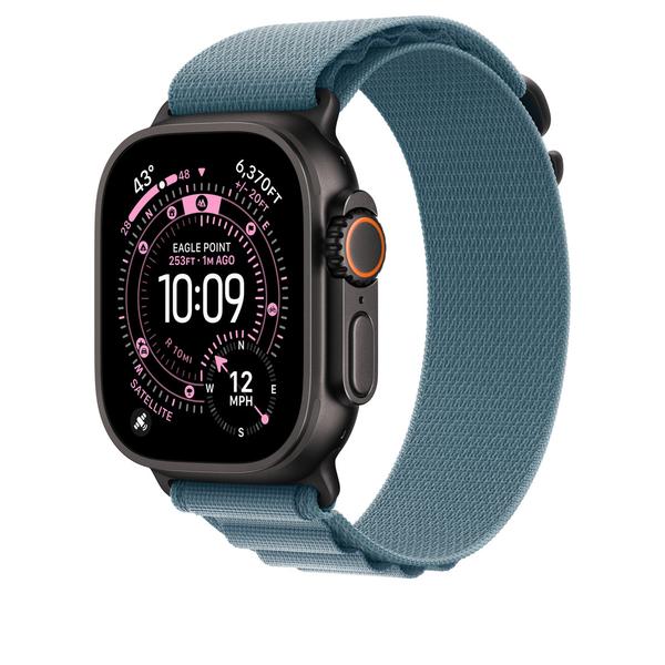 Curea Smartwatch Apple mg9k4zm/a pentru Watch 49mm, Alpine Loop, Small, Black Titanium Finish (Albastru)