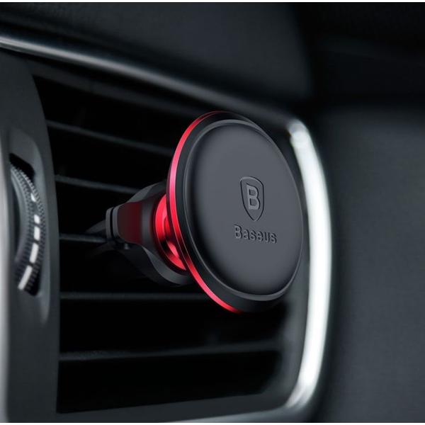 Suport Auto Baseus Magnetic Air Vent SUGX-A09, rotatie 360, cable clip, prindere la sistemul de ventilatie (Rosu)