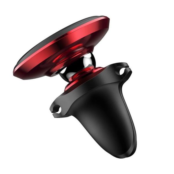 Suport Auto Baseus Magnetic Air Vent SUGX-A09, rotatie 360, cable clip, prindere la sistemul de ventilatie (Rosu)