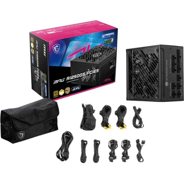 Sursa MSI MPG A1250GS PCIE5, 1250W, ATX, 80+ Gold, PCIe 5.1, Full Modulara, Negru