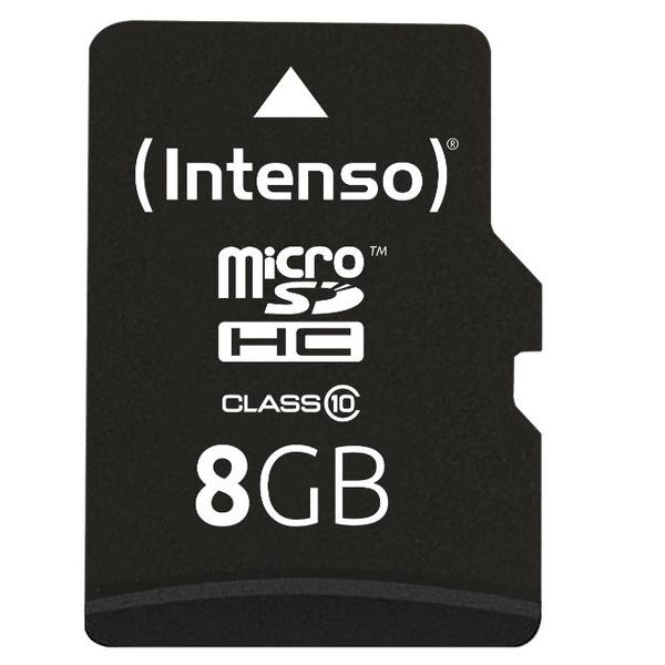 Card de memorie Intenso 3413460, microSDHC, 8GB, Clasa 10 + Adaptor SD