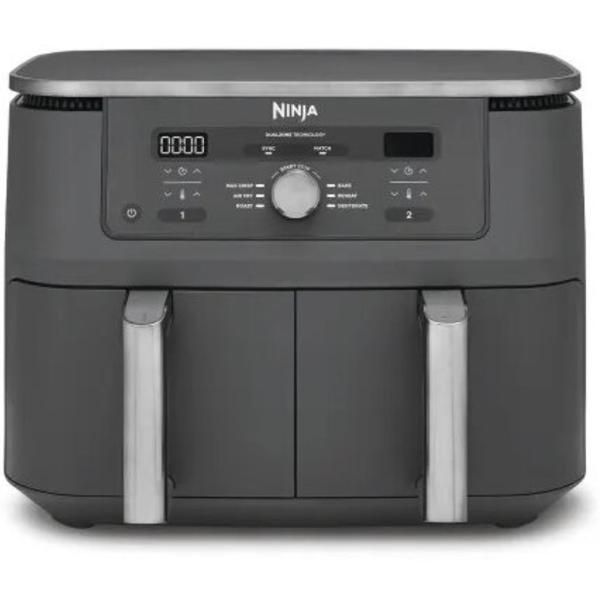Friteuza cu aer cald Ninja Foodi Pro DualZone DZ400, 9.5 L, 6 functii (Gri)