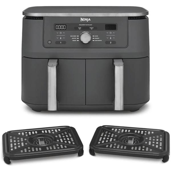 Friteuza cu aer cald Ninja Foodi Pro DualZone DZ400, 9.5 L, 6 functii (Gri)