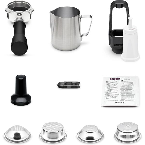 Espressor manual Sage the Bambino® SES450BSS4EEU1, 1600 W, Rezervor 1.4 l, 15 bar, Duza spumare lapte, Portafiltru 54mm (Inox)
