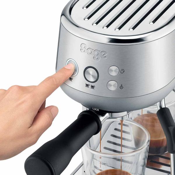 Espressor manual Sage the Bambino® SES450BSS4EEU1, 1600 W, Rezervor 1.4 l, 15 bar, Duza spumare lapte, Portafiltru 54mm (Inox)