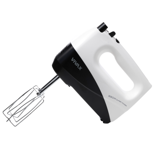 Mixer de mana Vivax HM-550WB, 550 W, 5 viteze, Functie turbo (Alb/Negru)