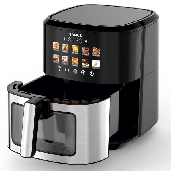 Friteuza cu aer cald Samus AF6.5H-S1701DW, 6.5 l, 1700 W, Timer 0-60 minute, 10 programe (Negru/Inox)