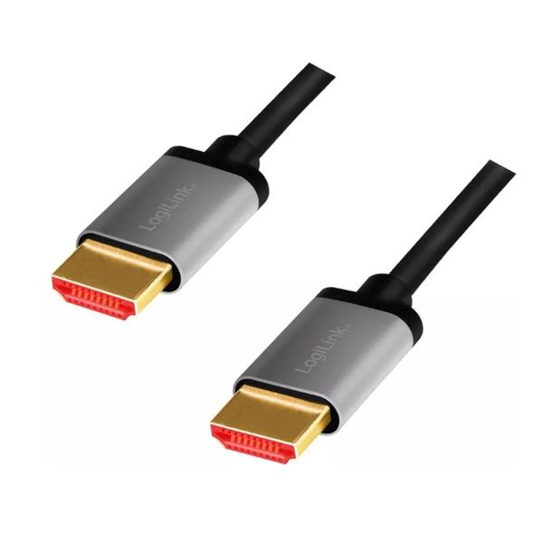 Cablu video Logilink HDMI Male - HDMI Male v2.1, 2m, Negru/Gri