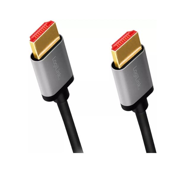 Cablu video Logilink HDMI Male - HDMI Male v2.1, 2m, Negru/Gri