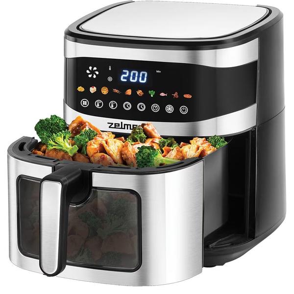 Friteuza cu Aer Cald Zelmer ZAF1500, Capacitate 6.5L, 10 Programe, Timer, 1600W (Negru/Inox)