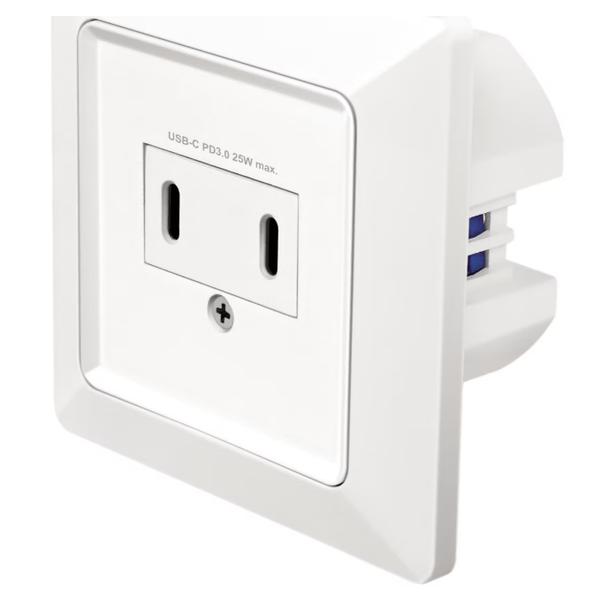 Priza Logilink PA0332, 2xUSB-C PD 3.0 25W, IP20 (Alb)