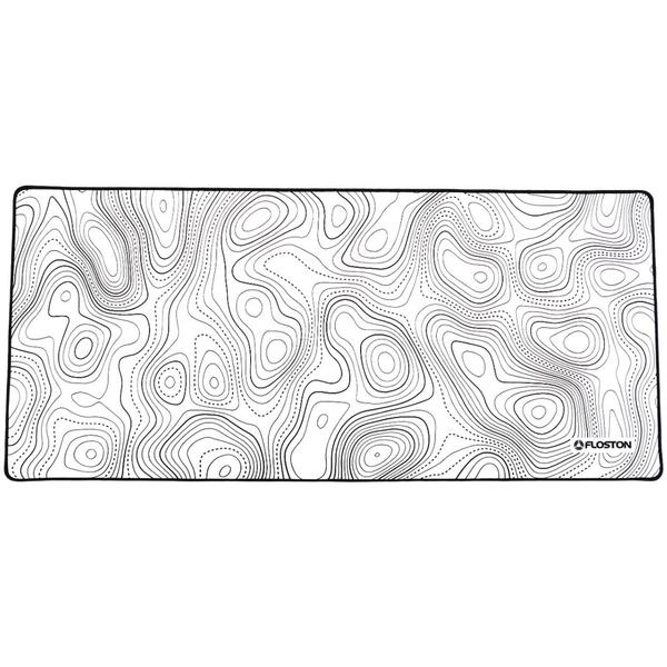 Mouse Pad Floston TOPOGRAPHIC WHITE, 900 x 400 x 3mm, baza cauciucata, suprafata textila, margini cusute (Alb)