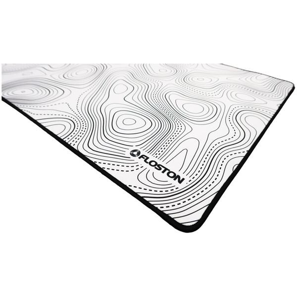 Mouse Pad Floston TOPOGRAPHIC WHITE, 900 x 400 x 3mm, baza cauciucata, suprafata textila, margini cusute (Alb)
