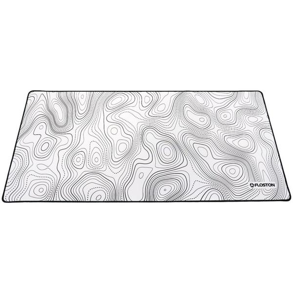 Mouse Pad Floston TOPOGRAPHIC WHITE, 900 x 400 x 3mm, baza cauciucata, suprafata textila, margini cusute (Alb)