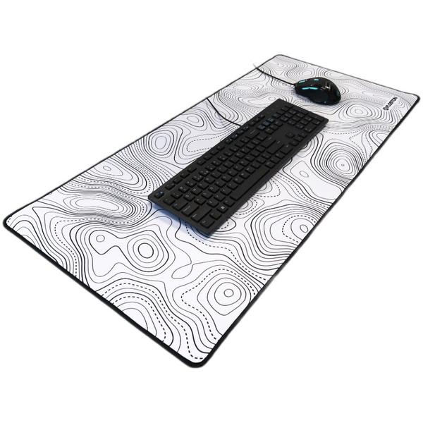 Mouse Pad Floston TOPOGRAPHIC WHITE, 900 x 400 x 3mm, baza cauciucata, suprafata textila, margini cusute (Alb)