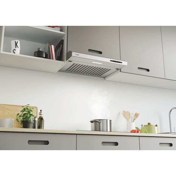 Hota incorporabila Candy CFT610/5S/1, 209 m³/h, 3 viteze, LED, 1 motor, Clasa C, Latime 60 cm (Argintiu)