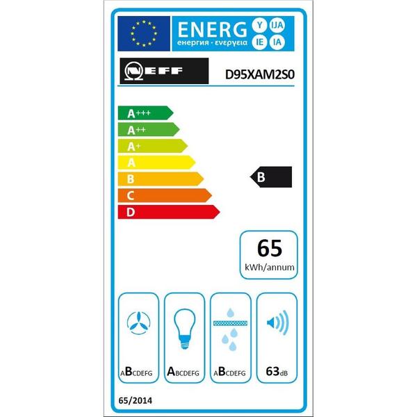 Hota complet incorporabila NEFF D95XAM2S0 LED Lighting touch control, 90cm, clear glass black printed, Convertibil, Clasa energetica B (Negru)