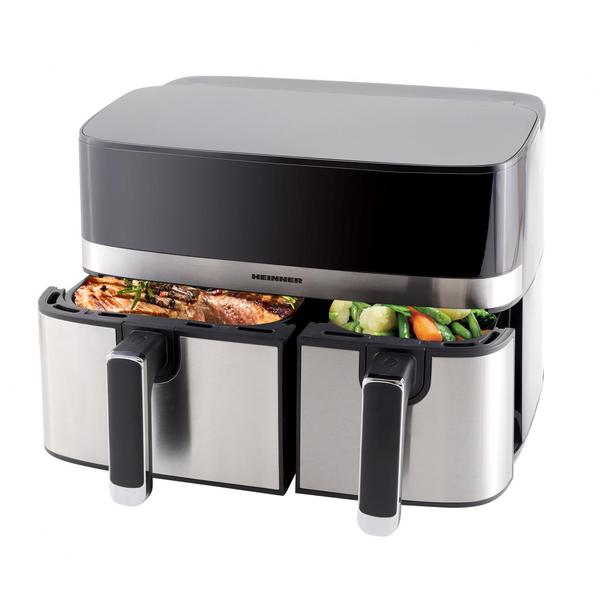 Friteuza cu aer cald HEINNER HAF-H9DB17BKS, 1700 W, 8.6 l, 8 programe, Temperatura 80-200 C (Gri/Argintiu)
