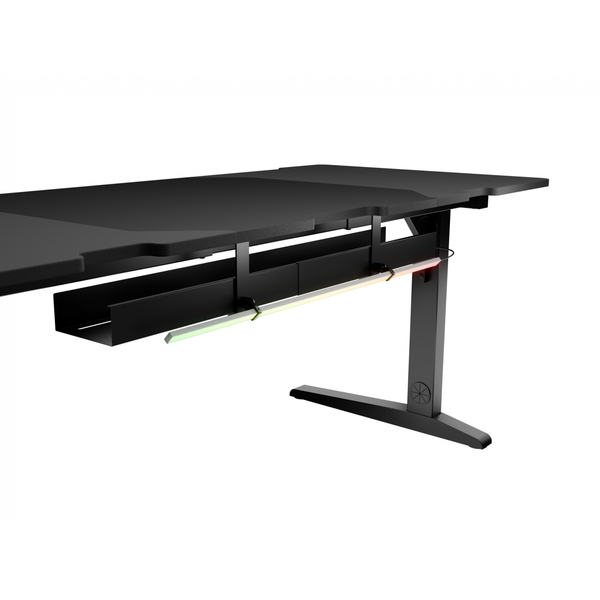 Birou gaming Genesis Holm Modular 180, Iluminare RGB, Suport pahar, Negru
