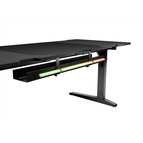 Birou gaming Genesis Holm Modular 180, Iluminare RGB, Suport pahar, Negru