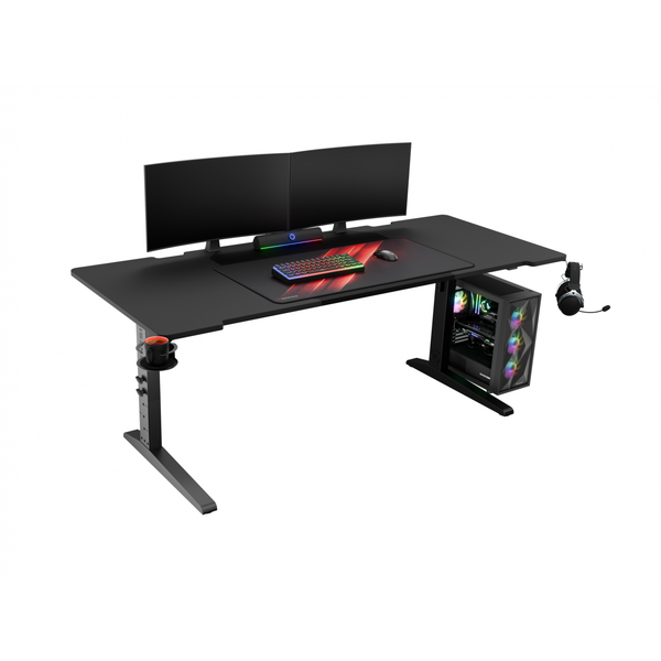 Birou gaming Genesis Holm Modular 180, Iluminare RGB, Suport pahar, Negru