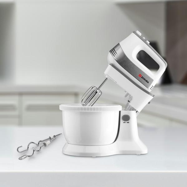 Mixer de mana cu bol rotativ Zokura Z1472, 500W (Alb)