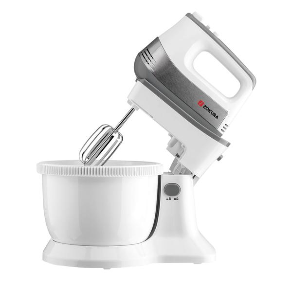 Mixer de mana cu bol rotativ Zokura Z1472, 500W (Alb)