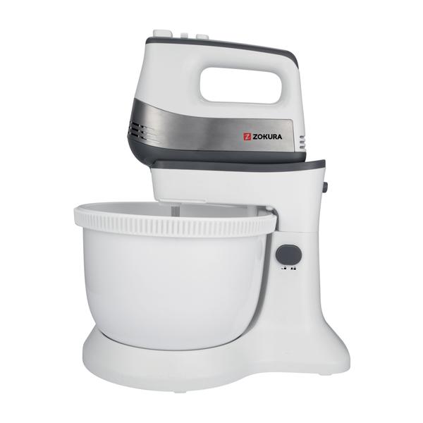 Mixer de mana cu bol rotativ Zokura Z1472, 500W (Alb)