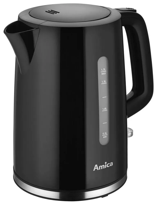Fierbator de apa Amica KF1014, 1.7 l, 2200 W, Baza rotativa, Indicator nivel apa (Negru)
