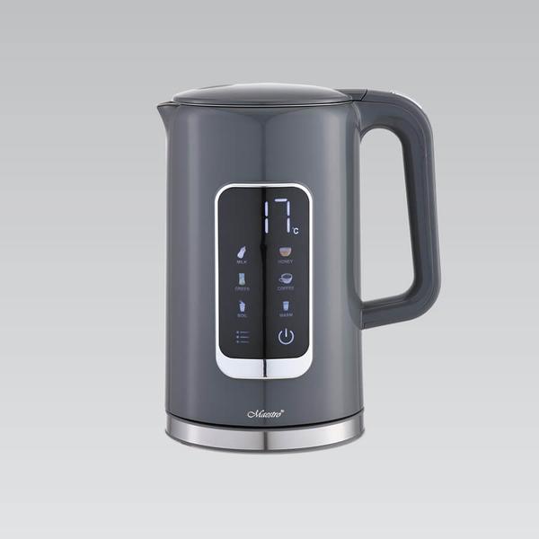 Fierbator de apa Maestro MR-024-GREY, 1.7 l, 2200 W, Afisaj tactil, Ajustare temperatura (Gri)