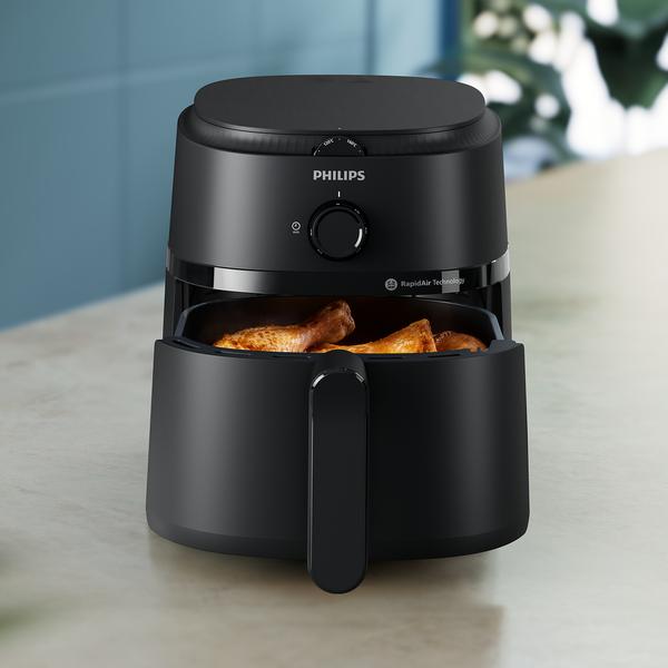 Friteuza cu aer cald Philips NA120/00, 4.2 l, 1500 W, 12 programe, Cronometru, Termostat ajustabil 80-200 C (Negru)
