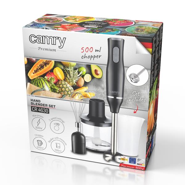 Blender de mana Camry CR 4630, 800 W, 2 viteze, Tocator (Negru)