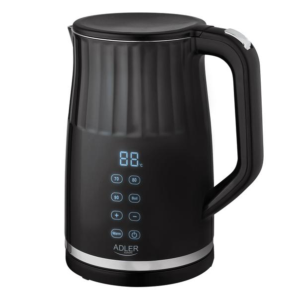 Fierbator de apa Adler AD 1350, 1.7 l, 1850-2200 W, Display tactil, Baza rotativa 360 (Negru)