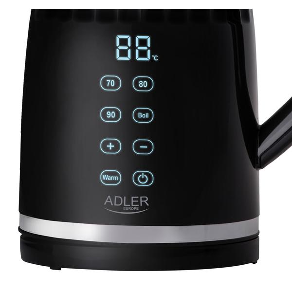 Fierbator de apa Adler AD 1350, 1.7 l, 1850-2200 W, Display tactil, Baza rotativa 360 (Negru)