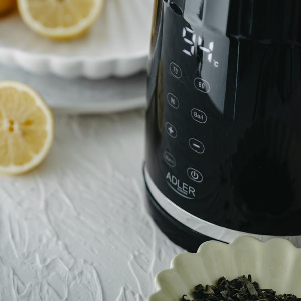 Fierbator de apa Adler AD 1350, 1.7 l, 1850-2200 W, Display tactil, Baza rotativa 360 (Negru)